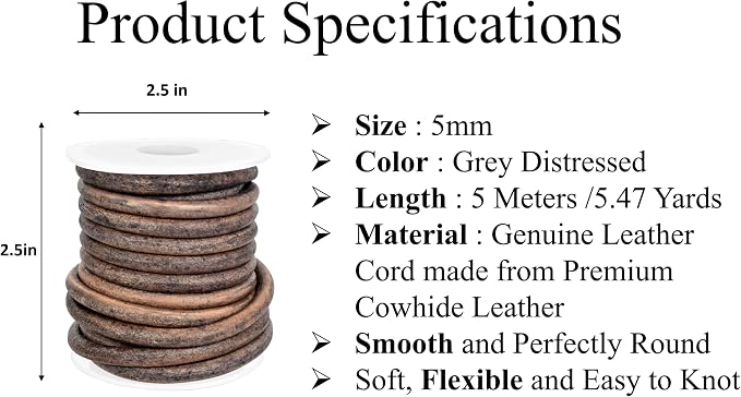 GENIQUE Real/Genuine Round Leather String Cord - Image 2