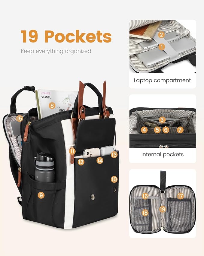 LOVEVOOK Laptop Backpack For Women, Teacher Work Computer Backpack - Image 3