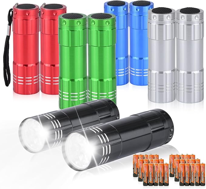 10 Pack of Flashlights 9 LED Mini Aluminum Flashlight Bulk by yikosam