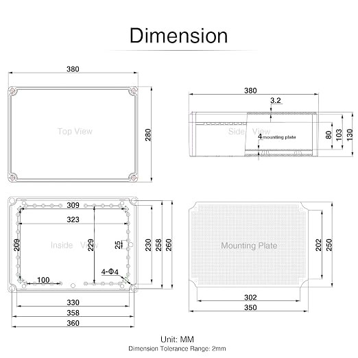 QILIPSU Junction Box with Mounting Plate 380x280x130mm, ABS Plastic DIY - Image 6