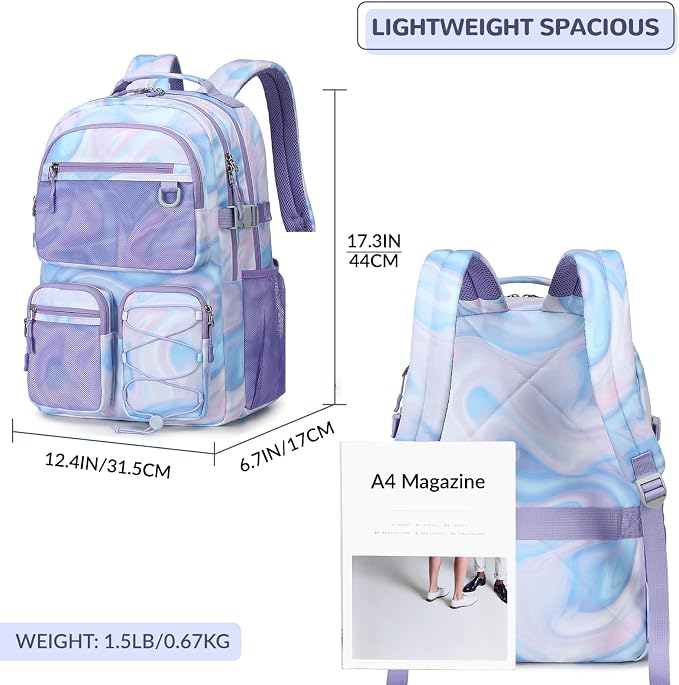 Lohol Multi-Pocket Backpack for School College Travel, Heavy Duty Big Bookbag - Image 3