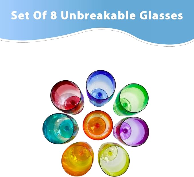 Lily's Home Unbreakable Plastic Wine Glasses Set of 8, 12 oz Shatterproof - Image 3