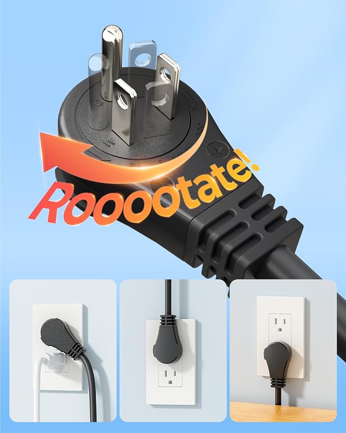 DEWENWILS 360° Rotating Flat Plug Outdoor Extension Cord 25FT, 14/3 SJTW Heavy - Image 3