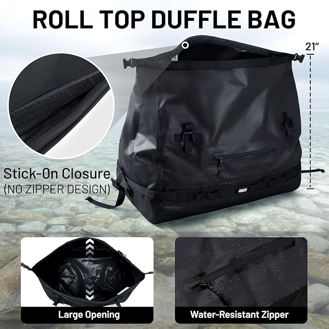 MIER Waterproof Duffel Bag Motorcycle Dry Bag Backpack Large Roll-Top Heavy - Image 4