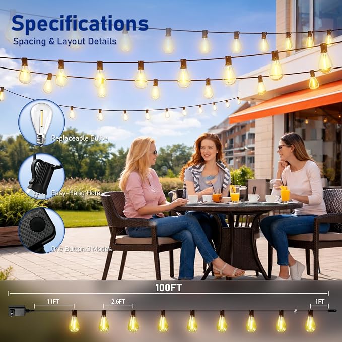 100FT LED Outdoor String Lights - Image 7