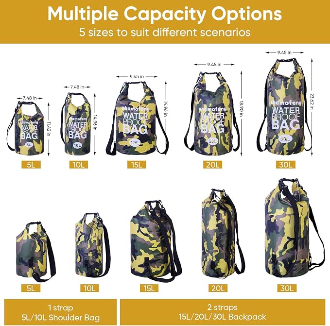 Waterproof Dry Bag 5L/10L/15L/20L/30L Roll Top Dry Storage Backpack - Image 3