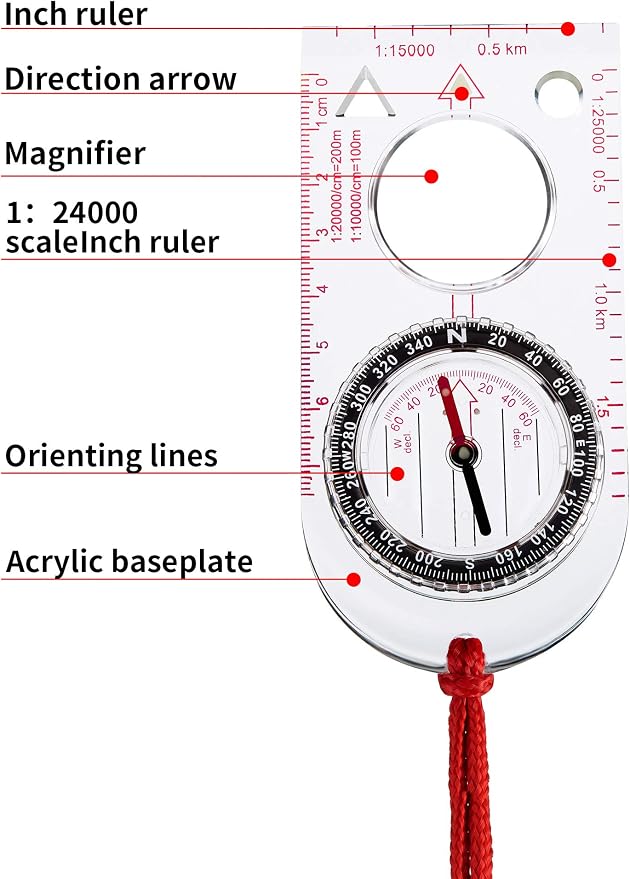 Gejoy 6 Pieces Orienteering Compass Bulk Scout Compass - Image 3