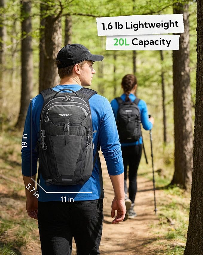 WATERFLY Small Lightweight Hiking Backpack: 20L Outdoor Daypack - Image 3