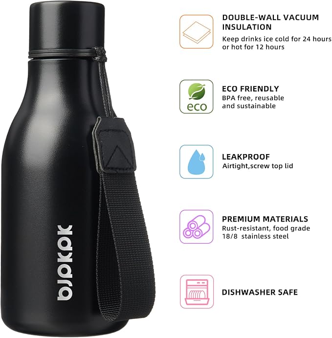 BJPKPK Insulated Water Bottles, 12oz Stainless Steel Metal Water Bottle - Image 2