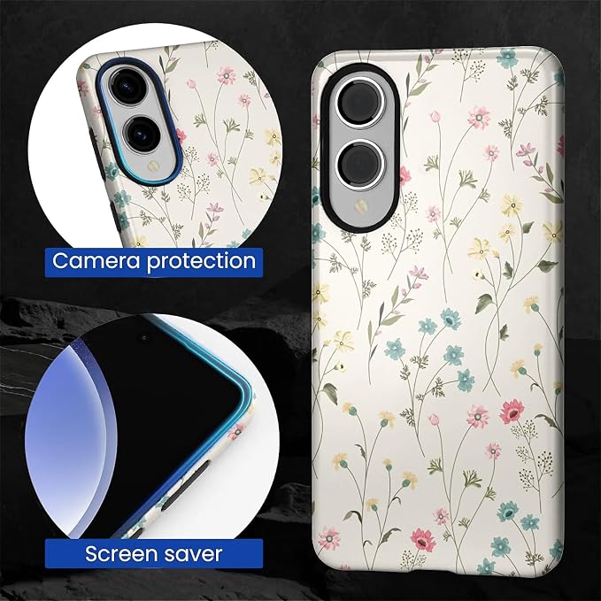 for Samsung Galaxy S25 Edge Case, HL2 Beige Flower Branch Hybrid 2 Layer Hard - Image 4
