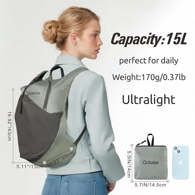 Ultra Lightweight Foldable Backpack, Water Resistant Small Packable Hiking - Image 2