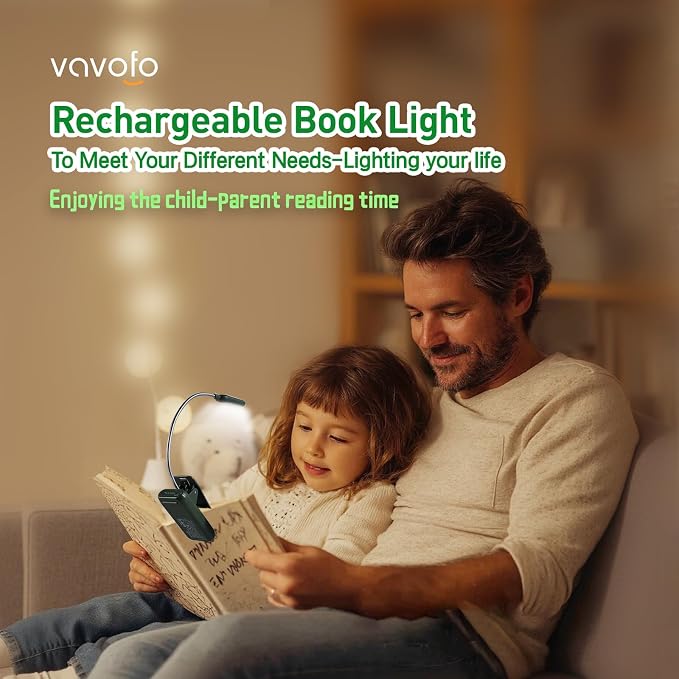VAVOFO Rechargeable Book Light for Reading in Bed Kids, 7 LED Reading Light - Image 2