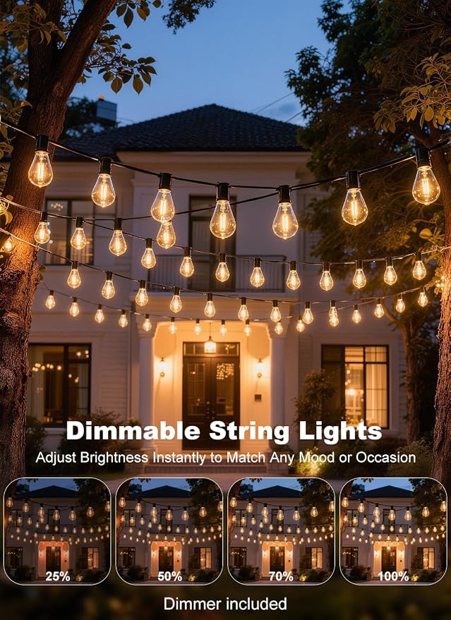 50FT Outdoor String Lights Waterproof, 20+1 Shatterproof S11 LED Bulbs - Image 4
