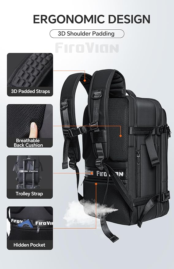 Vacuum Backpack Travel, 70L Expandable Carry On Backpack - Image 6