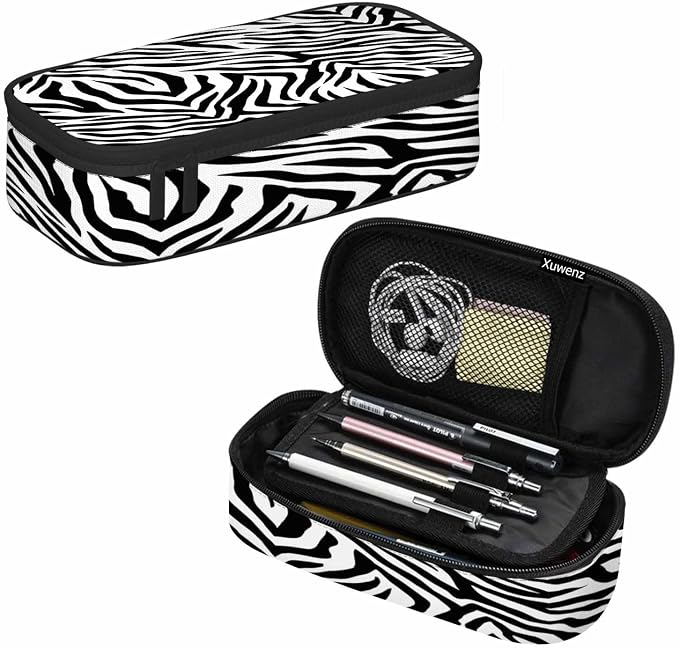 Black White Stripes Pencil Case Organizer Zebra Animal Skin Artwork Texture - Image 7