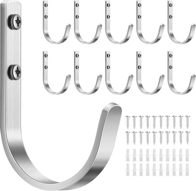 10-Pack Wall Hooks for Hanging Towel/Coat - 22LB Screw in Metal Hanger Wall by Josmimic