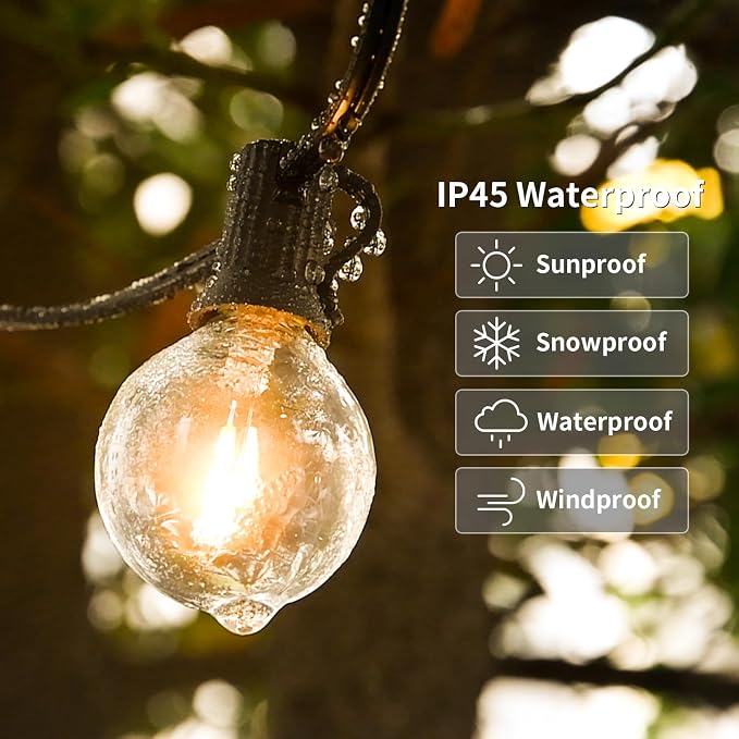 200ft 2-Pack Outdoor String Lights, Dimmable G40 LED String Lights - Image 4