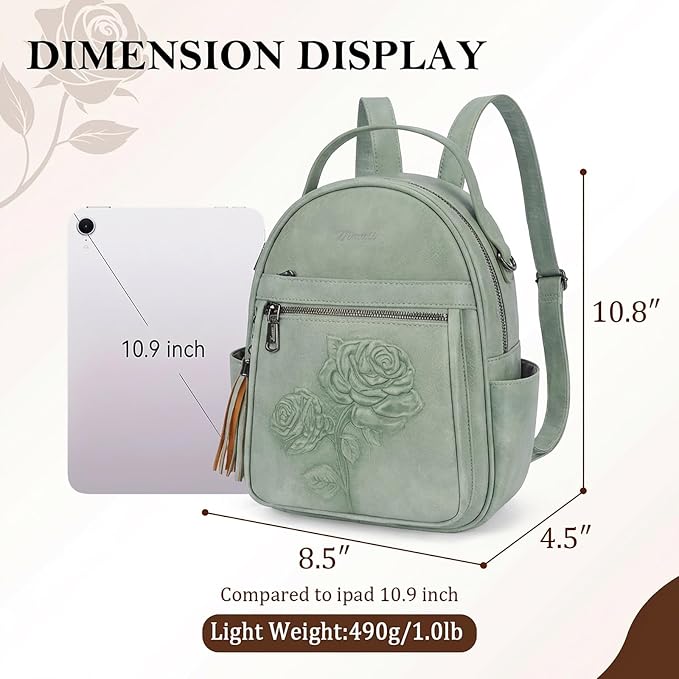 Mini Backpack Purse for Women, Embossed Vegan Leather Small Backpack Fashion - Image 3
