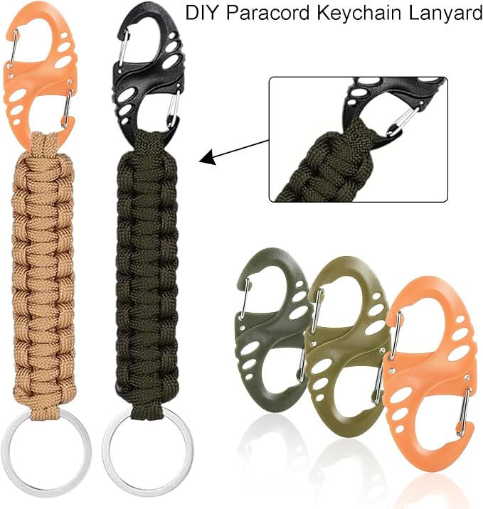 12 Pack 2" Carabiner Clip Plastic S Carabiner Clips Paracord Keychain Hooks - Image 5