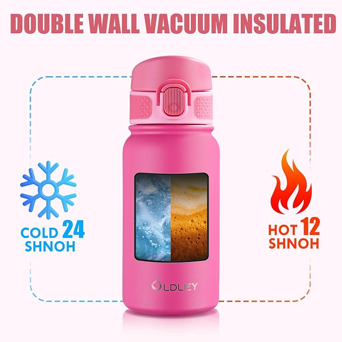 OLDLEY 12oz kids Water Bottle, Stainless Steel Insulated Water Bottle - Image 6