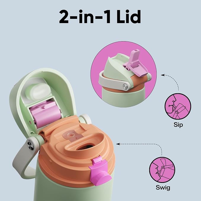 Insulated Water Bottle with Straw - Image 3