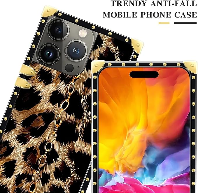 Compatible with iPhone 15 Pro Case, Seamless Gold Chain Leopard Luxury Golden - Image 4