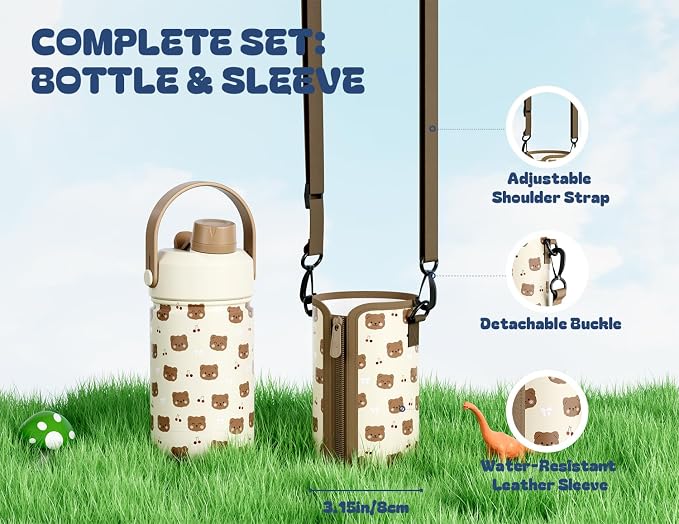 12 oz Kids Stainless Steel Water Bottle: 2-in-1 Straw Spout Lid, Easy Clean - Image 3