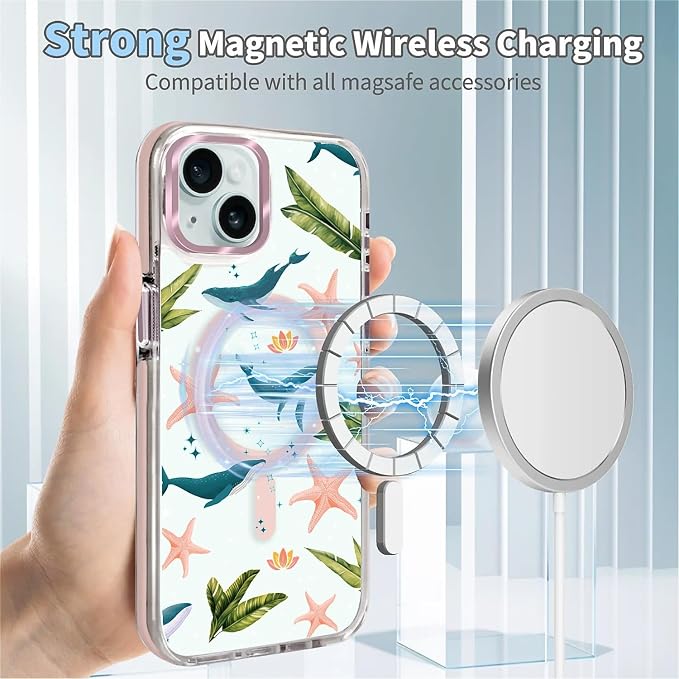 Case for iPhone 14 Plus/15 Plus, Sealife Whale Ocean Wildlife Clear Phone Case - Image 4