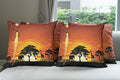 Ambesonne Elephant Throw Pillow Cushion Case Pack of 4, Woman and Wild Landscape by Ambesonne