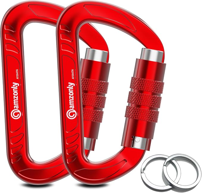 3inch Auto Locking Carabiner Clips Heavy Duty, 12KN /2697lbs Lightweight by AMZONLYLORSUM