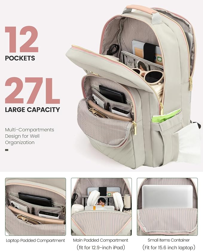 LOVEVOOK Laptop Backpack Purse for Women, Work Travel Computer Bags, College - Image 2