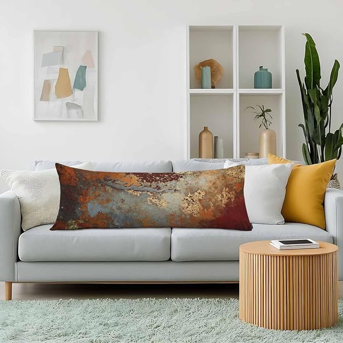 Grunge Rust Decorative Body Pillowcase 20"X54", Metal Rusty Steel Brown Outdoor - Image 2