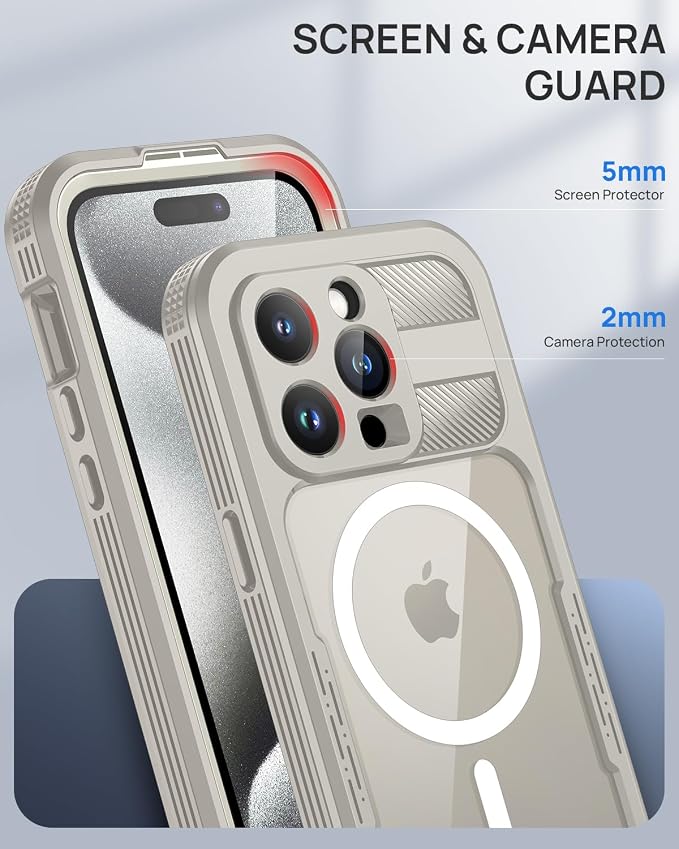 Lanhiem Magnetic for iPhone 15 Pro Max Case, IP68 Waterproof Dustproof Case - Image 5