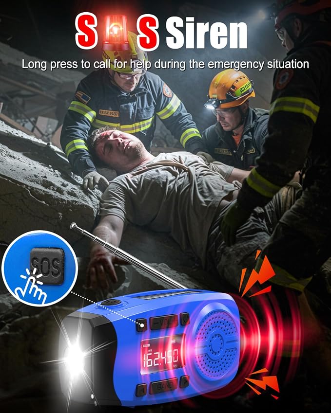 Runningsnail Emergency Weather Radio, 7400mWh Hand Crank Emergency Radio - Image 5