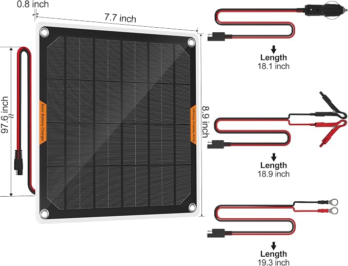 OYMSAE 12V Solar Battery Charger ，5W Waterproof Solar Battery Maintainer - Image 6