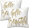 Hello Beautiful Bling Pillow Covers 18 X 18 Gold Glitter Motivational Quote Set by Unknown