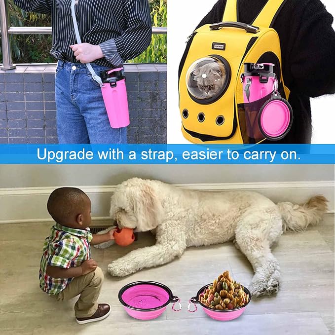 Guardians Dog Travel Water Bottle Collapsible Bowls, 2 in 1 Pet Food Container - Image 2