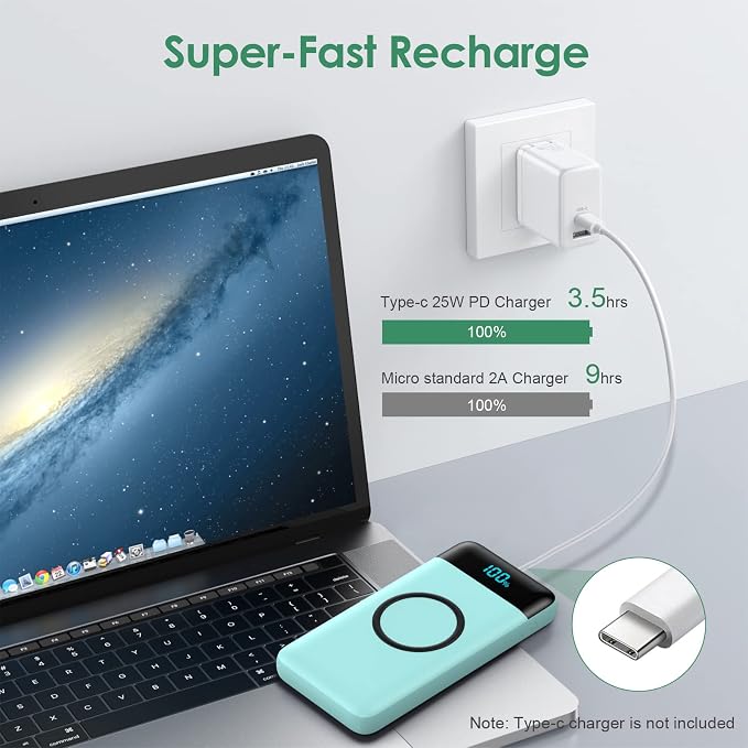Wireless Portable Charger 30, 15W Wireless Charging USB C Power Bank, 25W PD QC - Image 5