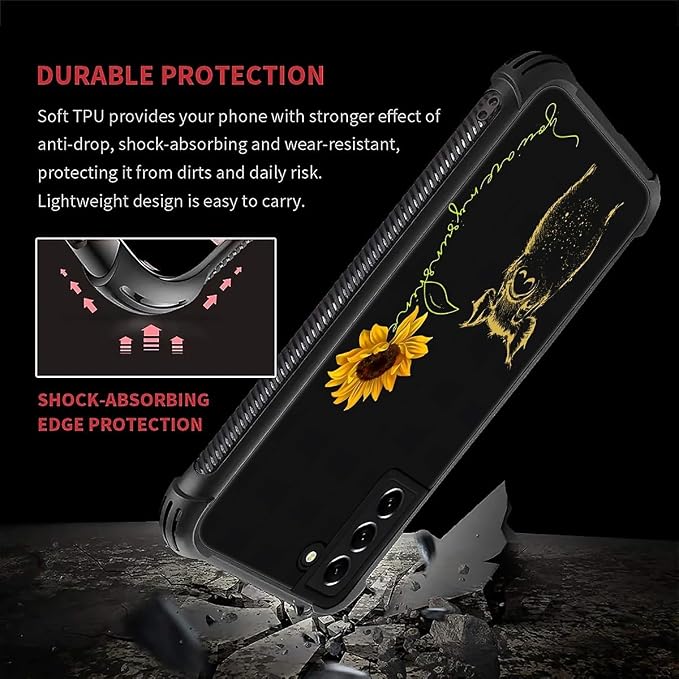 for Samsung Galaxy S22 Plus Case, Pig Sunflower Yellow Sunshine Pattern Graphic - Image 6