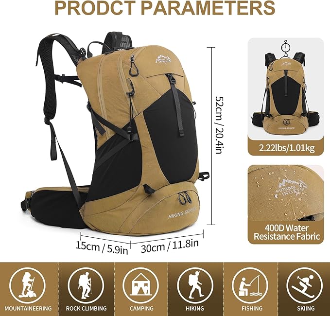 IX INOXTO Hiking Backpack, 26L/40L Waterproof Hiking Daypack - Image 2