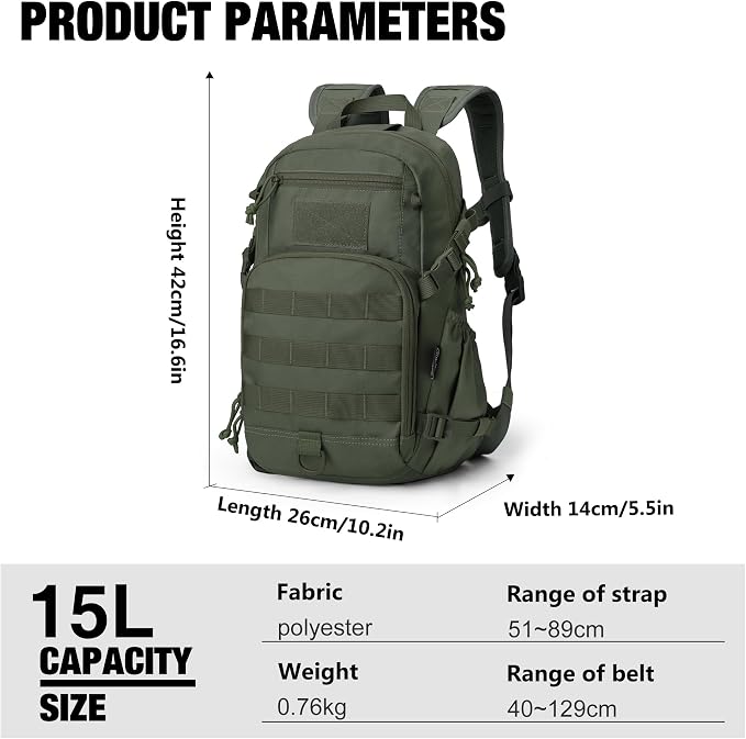 Mardingtop Small Tactical Backpack, Molle Hiking Backpack - Image 2