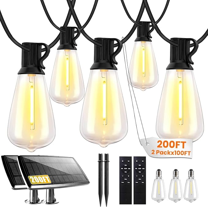 Bdrofn 200FT Solar String Lights Outdoor Waterproof, Solar Patio Lights by Bdrofn