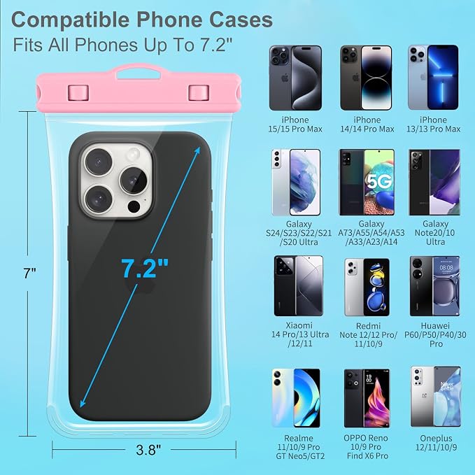 PEDVSTY 2 Pack Waterproof Phone Pouch, IPX8 Waterproof Phone Case Compatible - Image 4