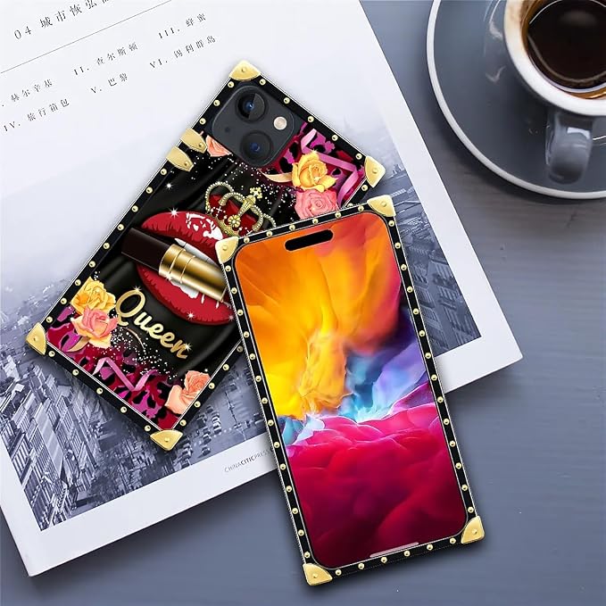 Compatible with iPhone 15 Case, Queen Lip Crown Leopard Print Luxury Golden - Image 6
