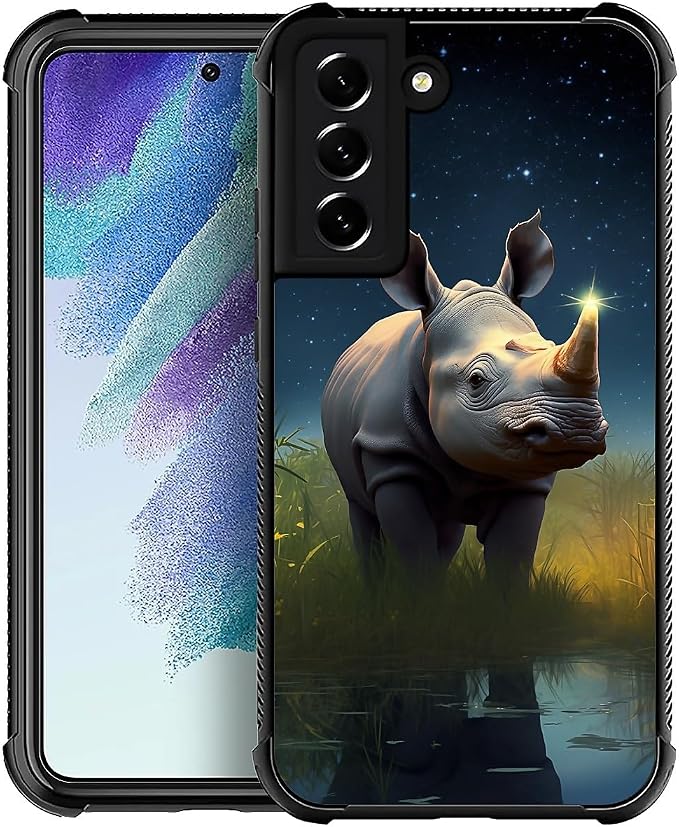 for Samsung Galaxy S21 FE Case, Rhino Water Marshes Pattern Graphic Design Girl by FKBRCL4U