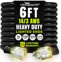 6ft Outdoor/Indoor Extension Cord 14/3 Gauge Heavy Duty 3 Prong SJTW, Waterproof by LifeSupplyUSA
