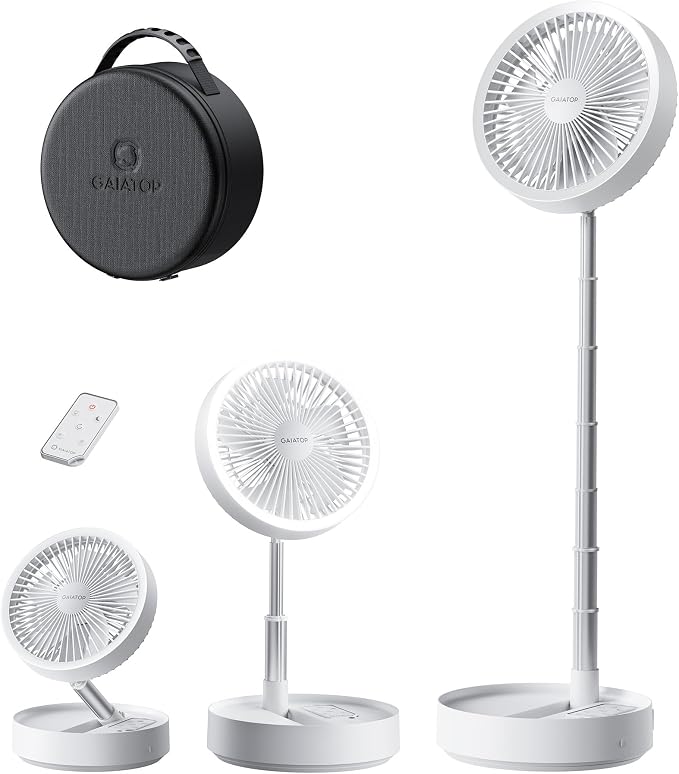 Gaiatop Portable Pedestal Fan 16000mAh Battery, Foldable Oscillating Standing by GAIATOP