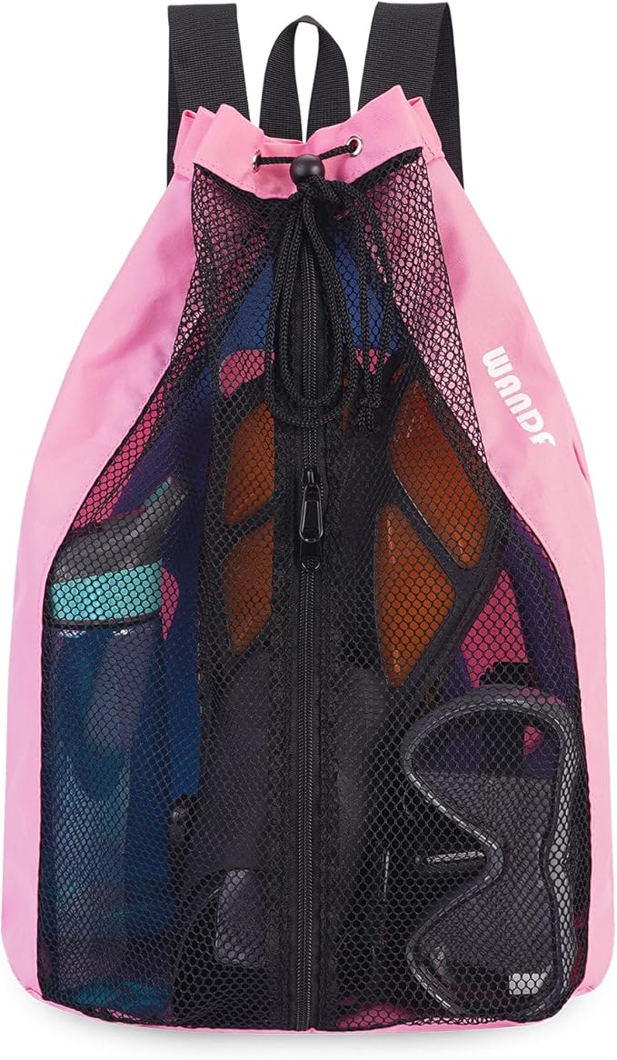 WANDF Swim Bag Mesh Drawstring Backpack Beach Backpack by WANDF