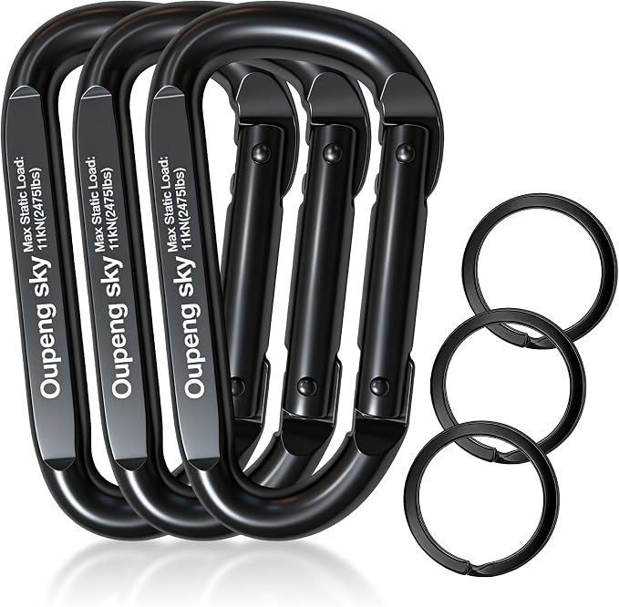 Carabiner Clip, Camping Accessories, Outdoors and Gym etc, D Shaped Spring Hook by Oupengsky