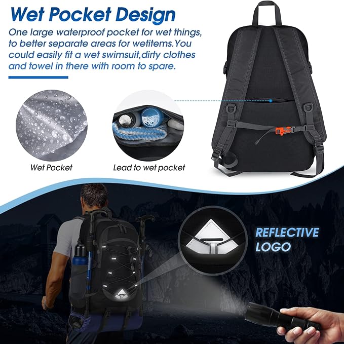 IGOLUMON Hiking Backpack 40L Packable Lightweight Camping Backpack Men Women - Image 4